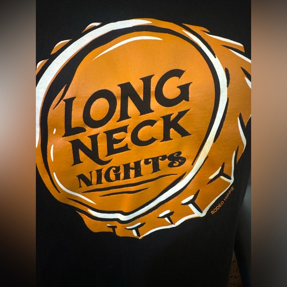 Rodeo Hippie Woman’s Medium T-shirt 100% Cotton Made USA Long Neck Night Beer - Picture 4 of 10